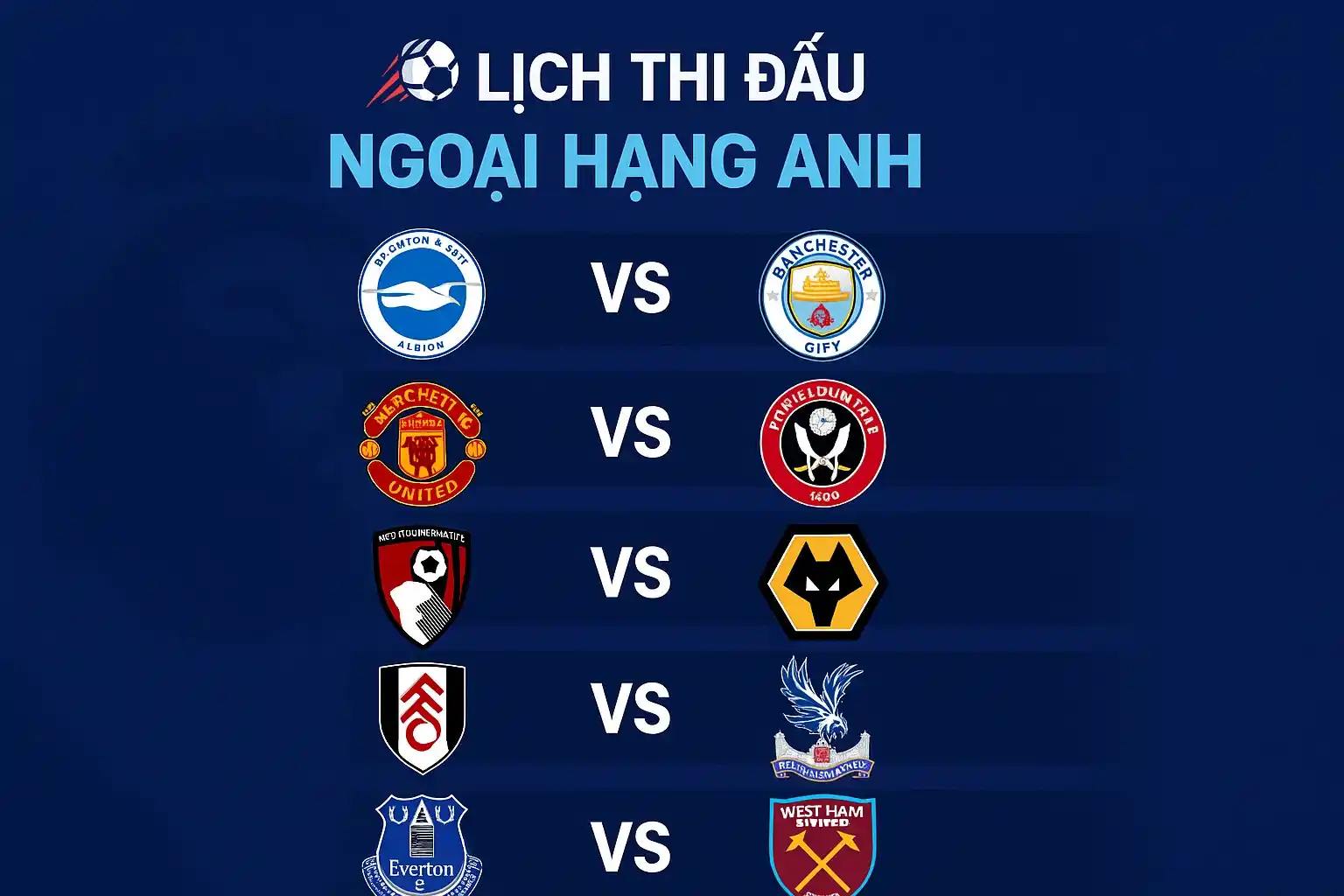 Lịch thi đấu Premier League luôn được CakhiaTV cập nhật